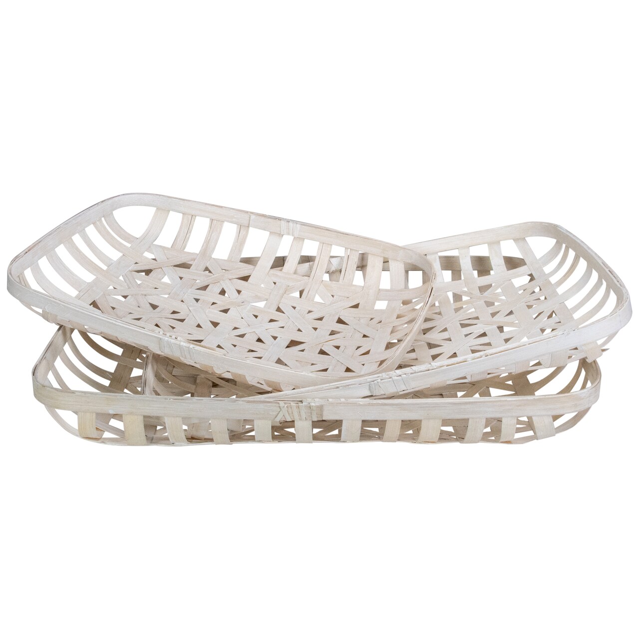 Northlight Rectangular Lattice Tobacco Baskets - White - Set of 3